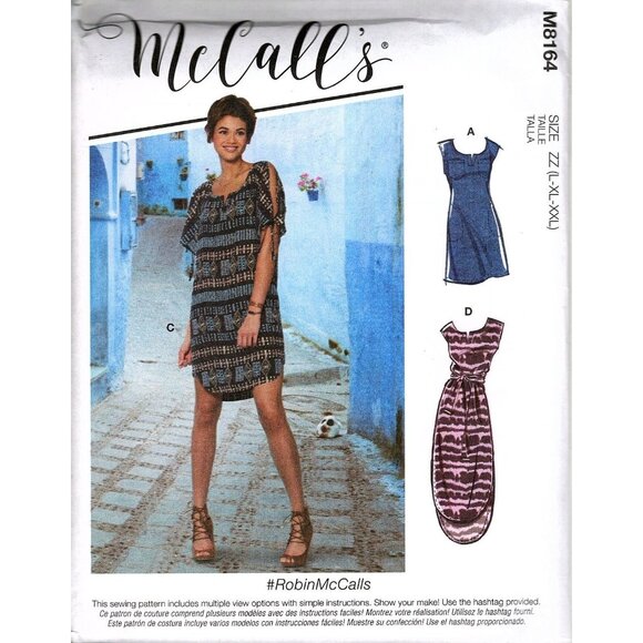 McCall's M8164 Womens L to XXL Mini and Maxi Dresses Uncut Sewing Pattern - Picture 1 of 2